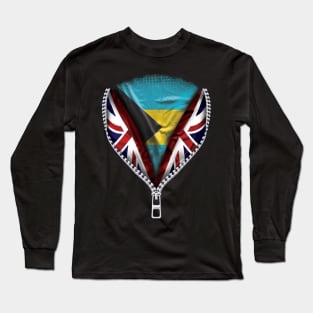 Bahamian Flag  Bahamas Flag zipped British Flag - Gift for Bahamian From Bahamas Long Sleeve T-Shirt